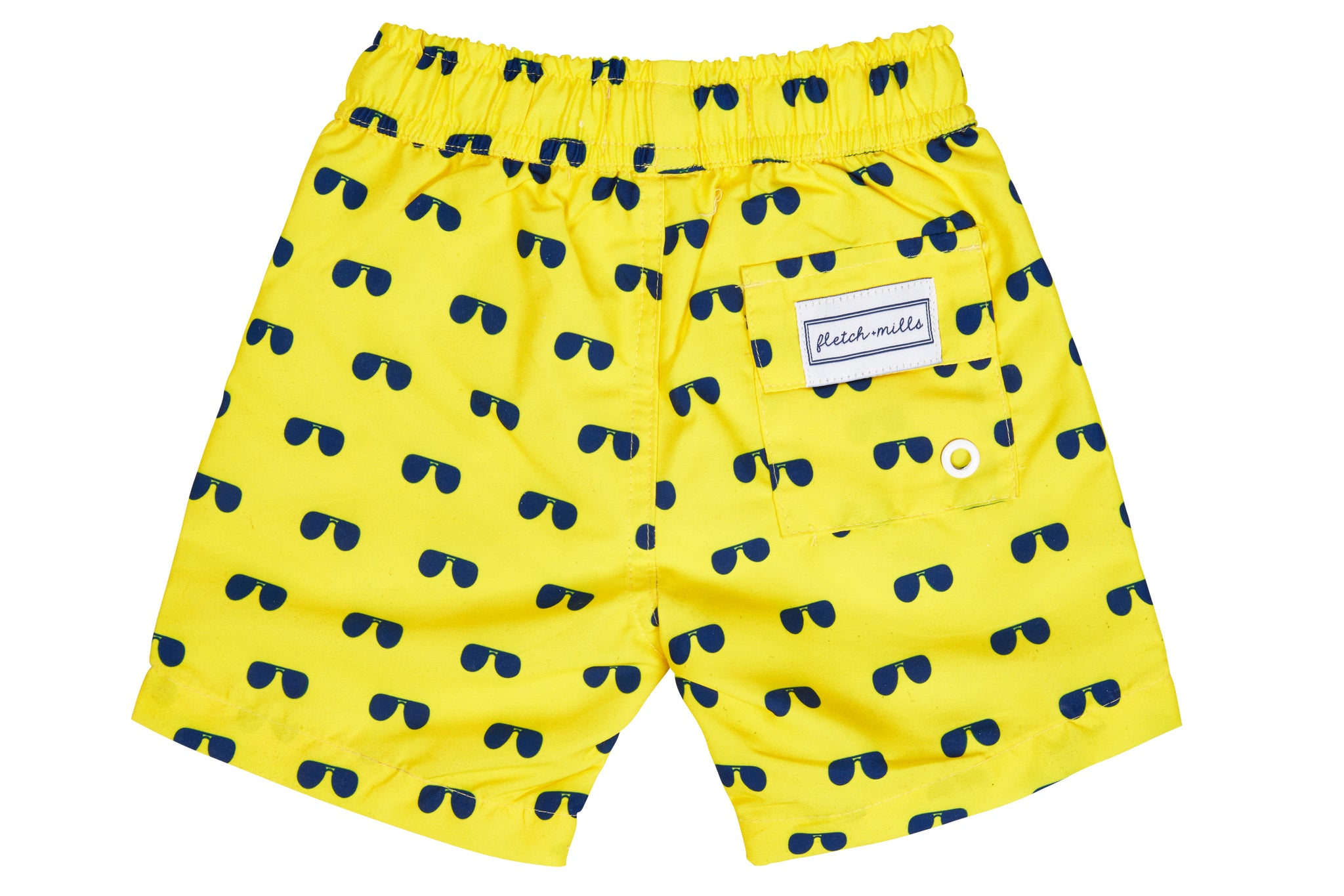 Boys - Yellow and Navy Aviator Print Matching Swim Shorts