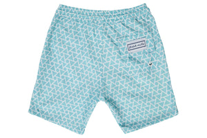 Boys - Mint Green and White Geo Print Matching Swim Shorts
