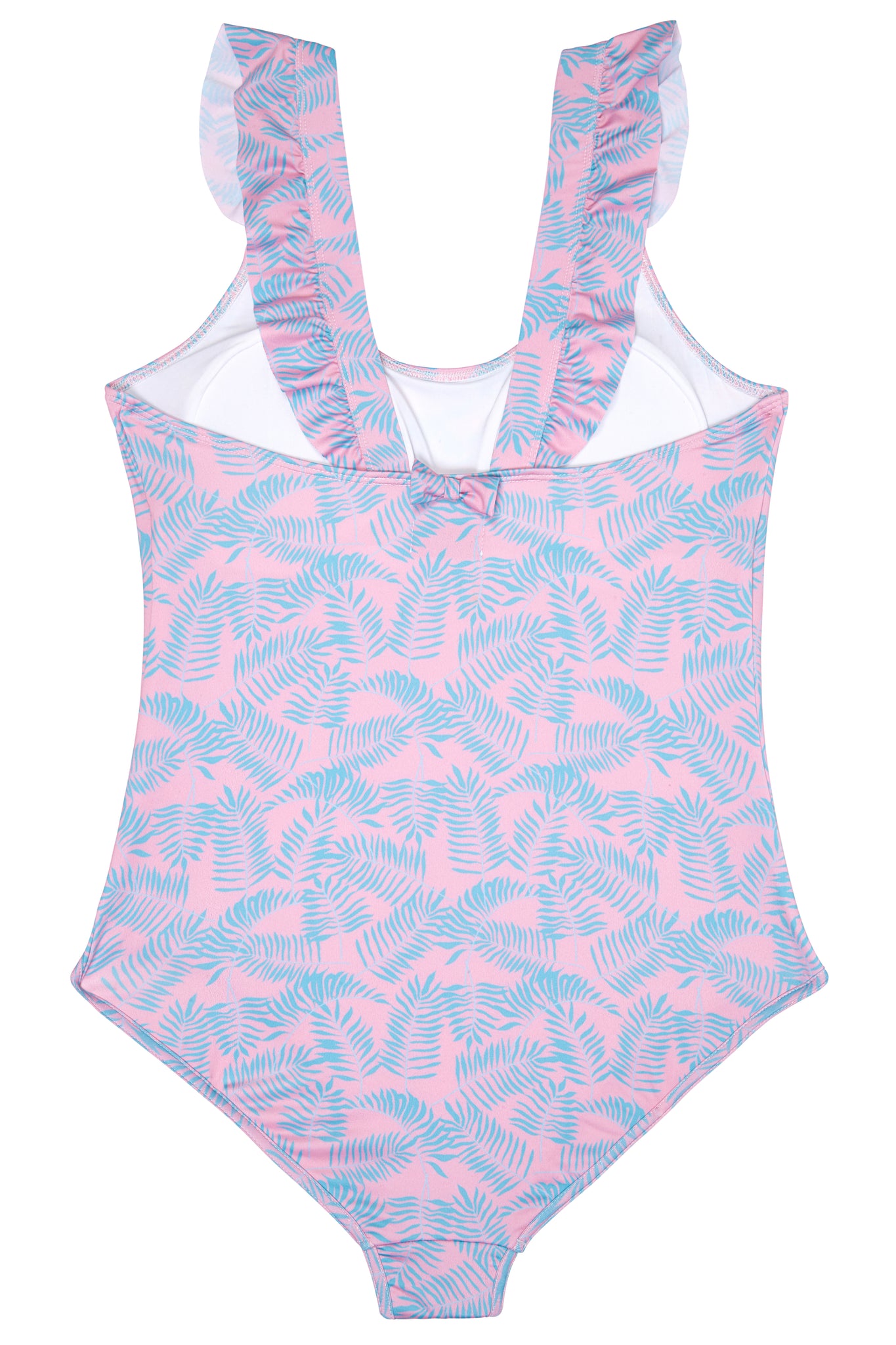 Ladies Pink and Turquoise Palm Leaf Swimsuit