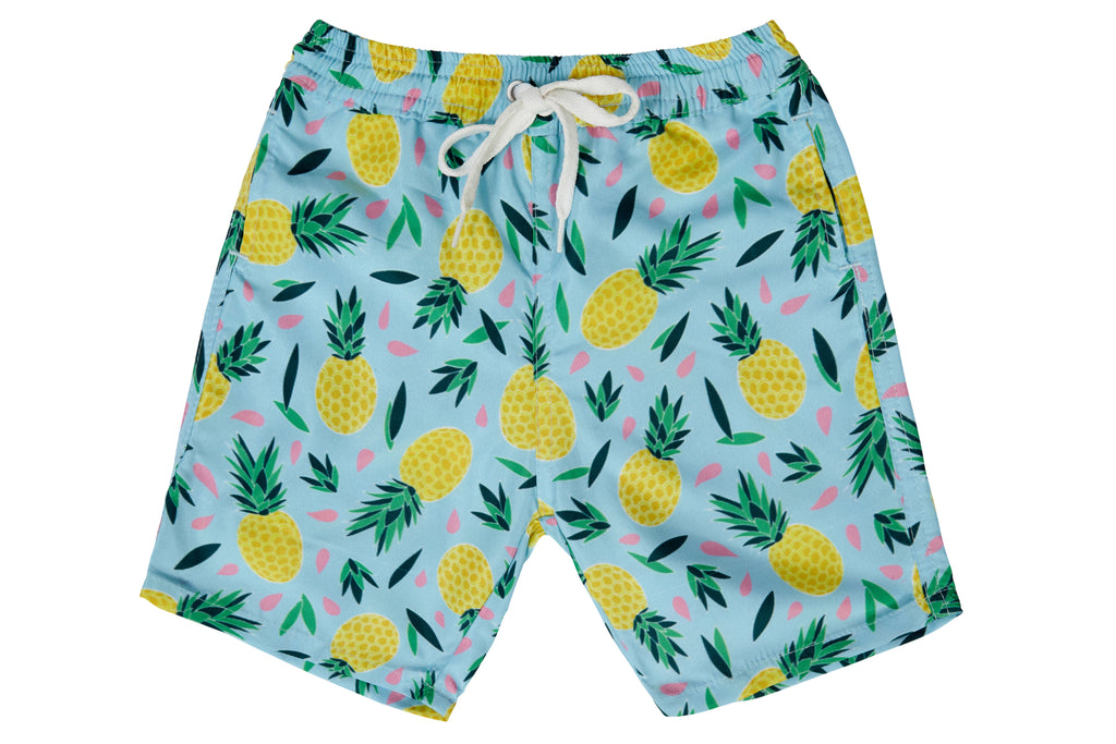 Boys - Multi Colour Pineapple Print Matching Swim Shorts