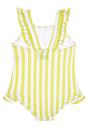 Girls - Yellow and White Stripe Swimsuit