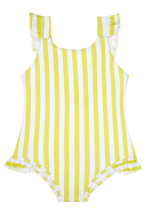 Girls - Yellow and White Stripe Swimsuit