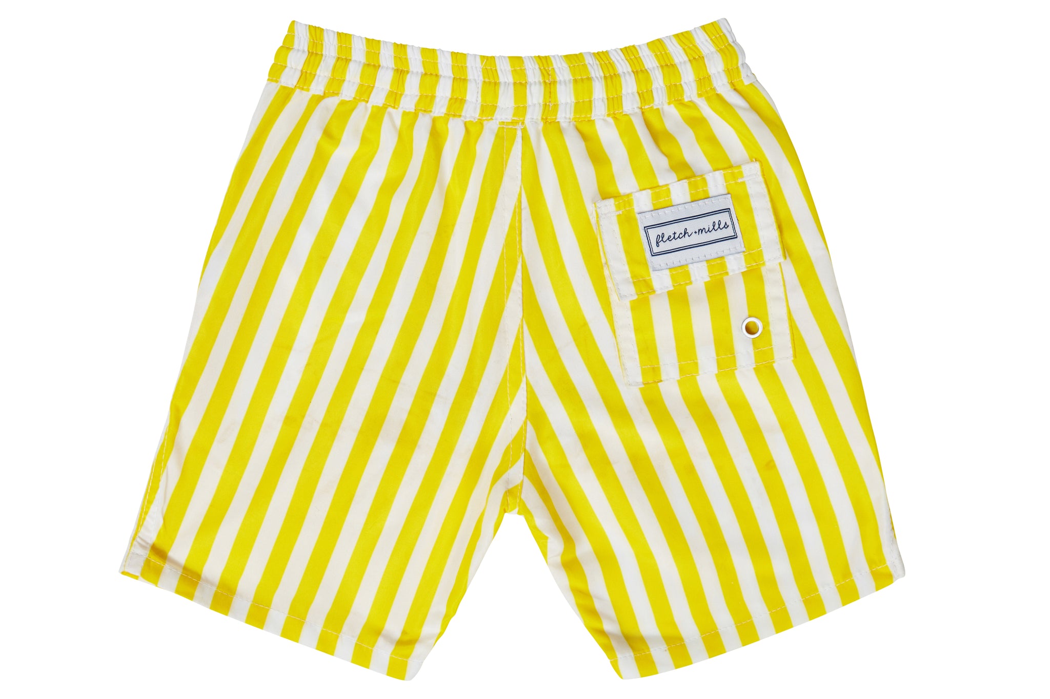 Boys - Yellow and White Stripe Print Matching Swim Shorts