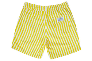Mens - Yellow and White Stripe Print Matching Swim Shorts
